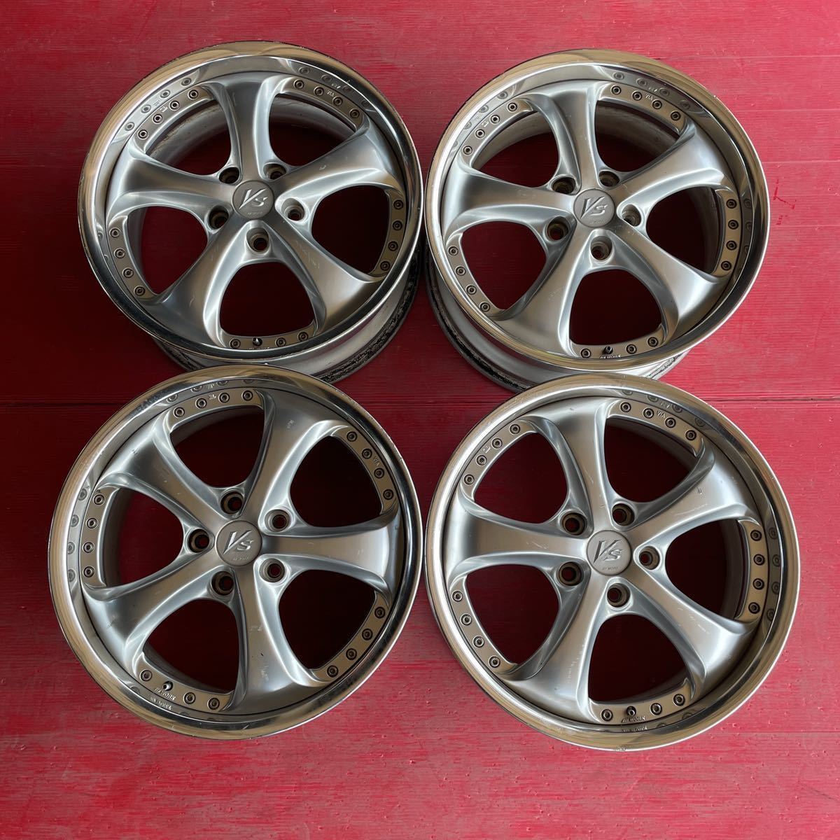 希少 絶版 WORK ワーク VS-KF 18×7.5JJ+52 PCD114.3-5穴 ハブ径約73mm アルミホイール4本セット