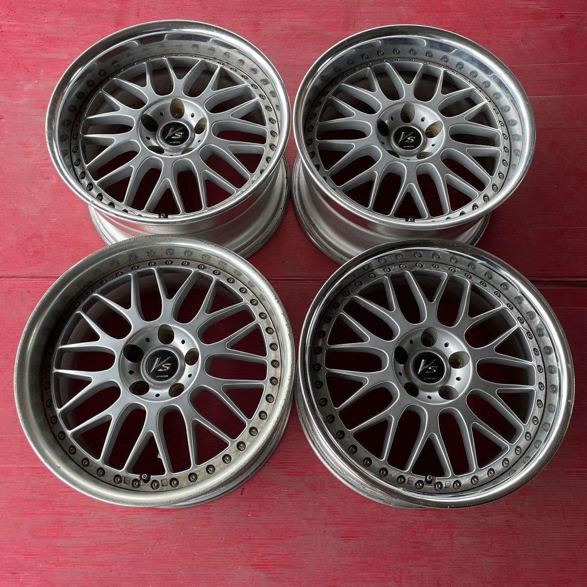 希少 絶版 深リム 3ピース WORK ワーク VS-XX 18インチ 8.5JJ+32 9.5JJ+39 PCD114.3-5穴 ハブ径約73mm 4本セット