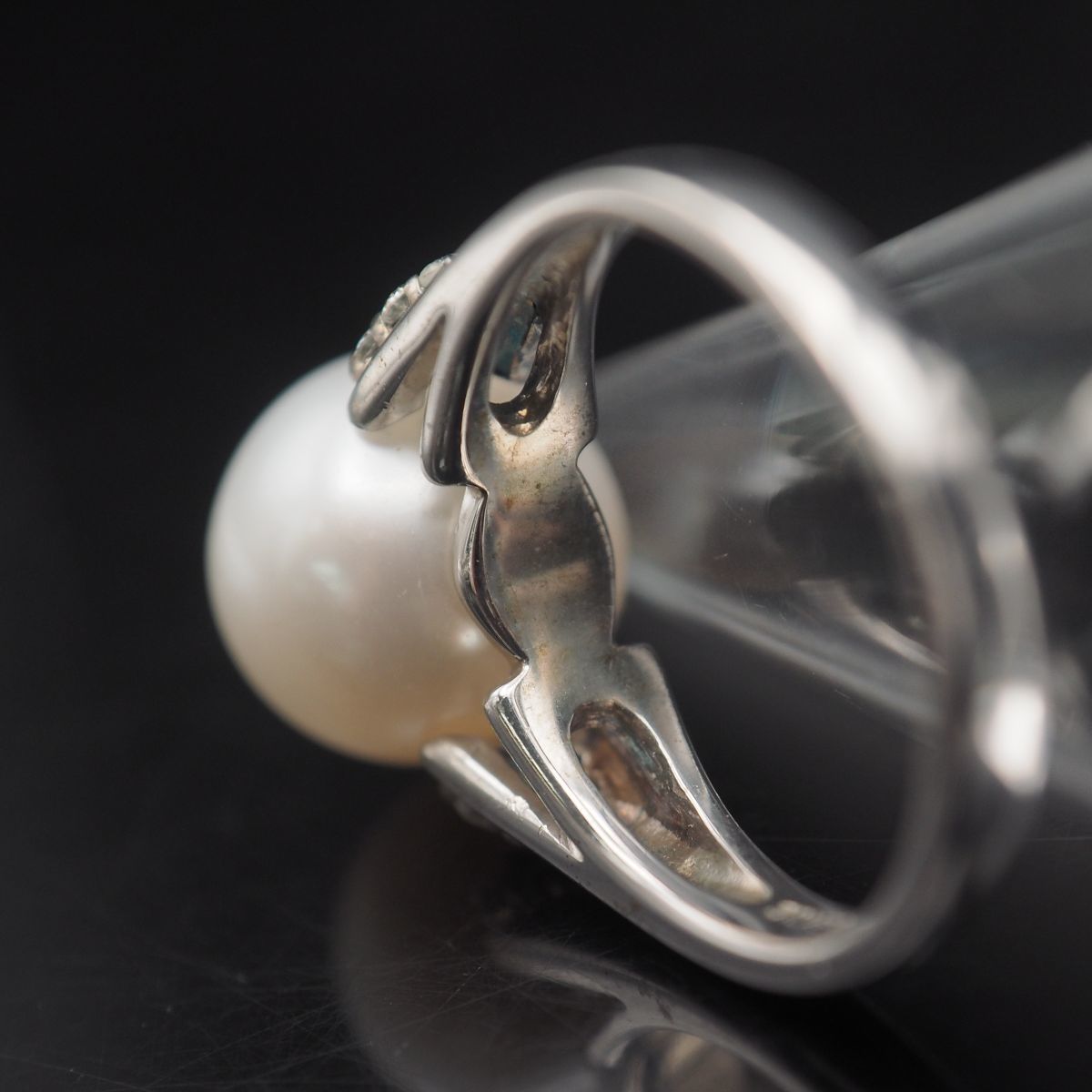 A886 真珠 パール ダイヤモンド 0 12ct 三越 SILVER刻印 リング A886 真珠 パール ダイヤモンド 0 12ct 三越 SILVER刻印 リング