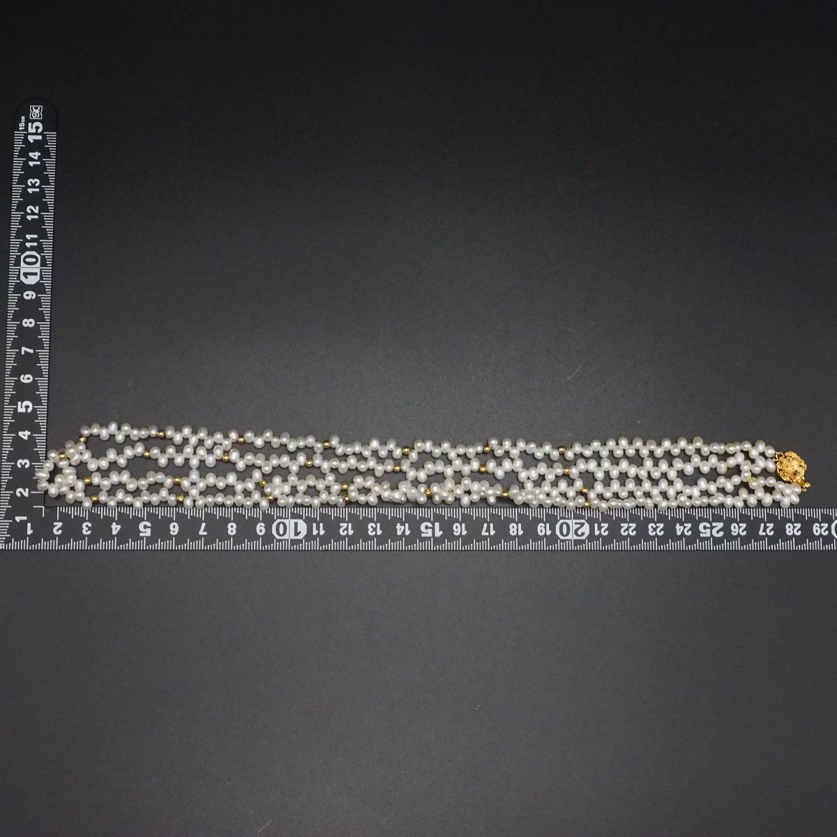 B556 淡水真珠 パール SILVER刻印 ネックレス 2連 ゴールド デザイン シルバー 6月誕生石