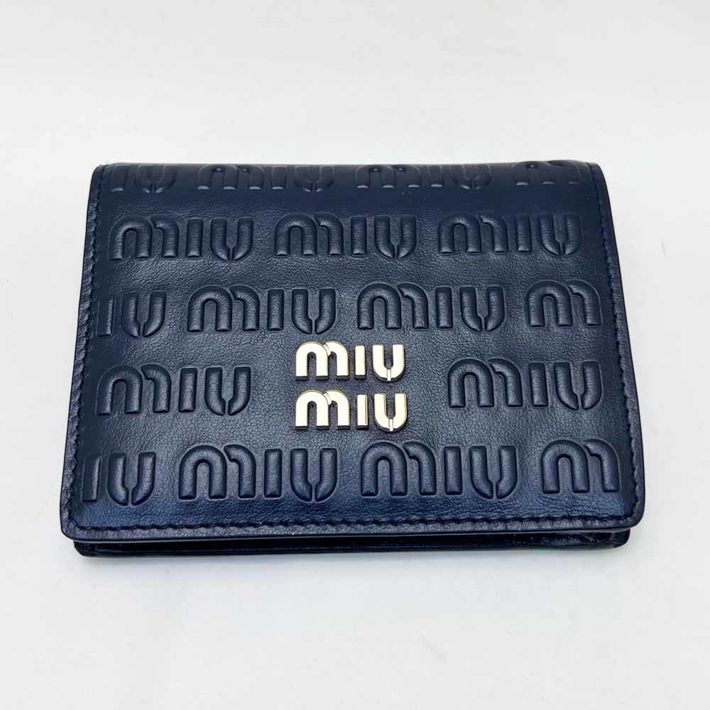 新品 MIUMIU ミュウミュウ 二つ折り財布 ネイビー