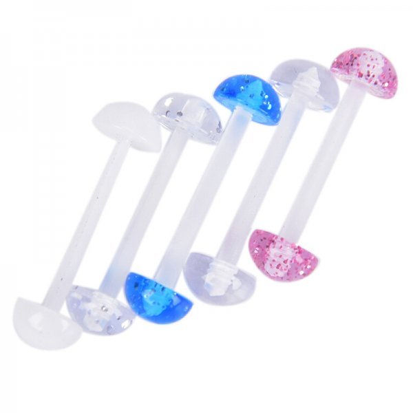 [5 pcs set ] soft . earrings lame Kirakira 16G 14mm - 16mm.pi body pierce . earrings set 5ps.@ soft turns resin PVC transparent 