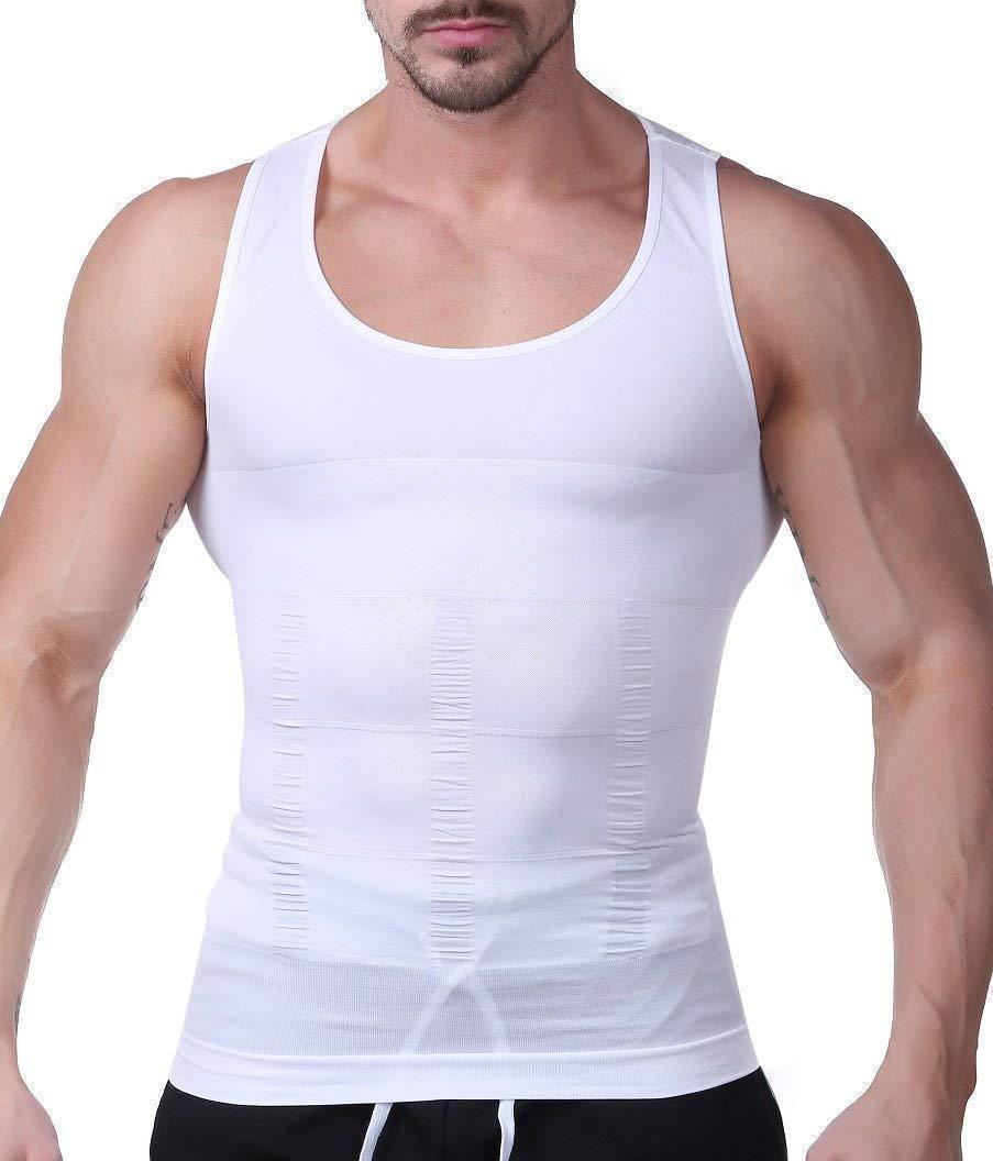 XXL size メンズ 極強力 加圧 シャツ 筋肉 トレーニング ウェア タンクトップ インナー ダイエット 脂肪燃焼 白_画像1