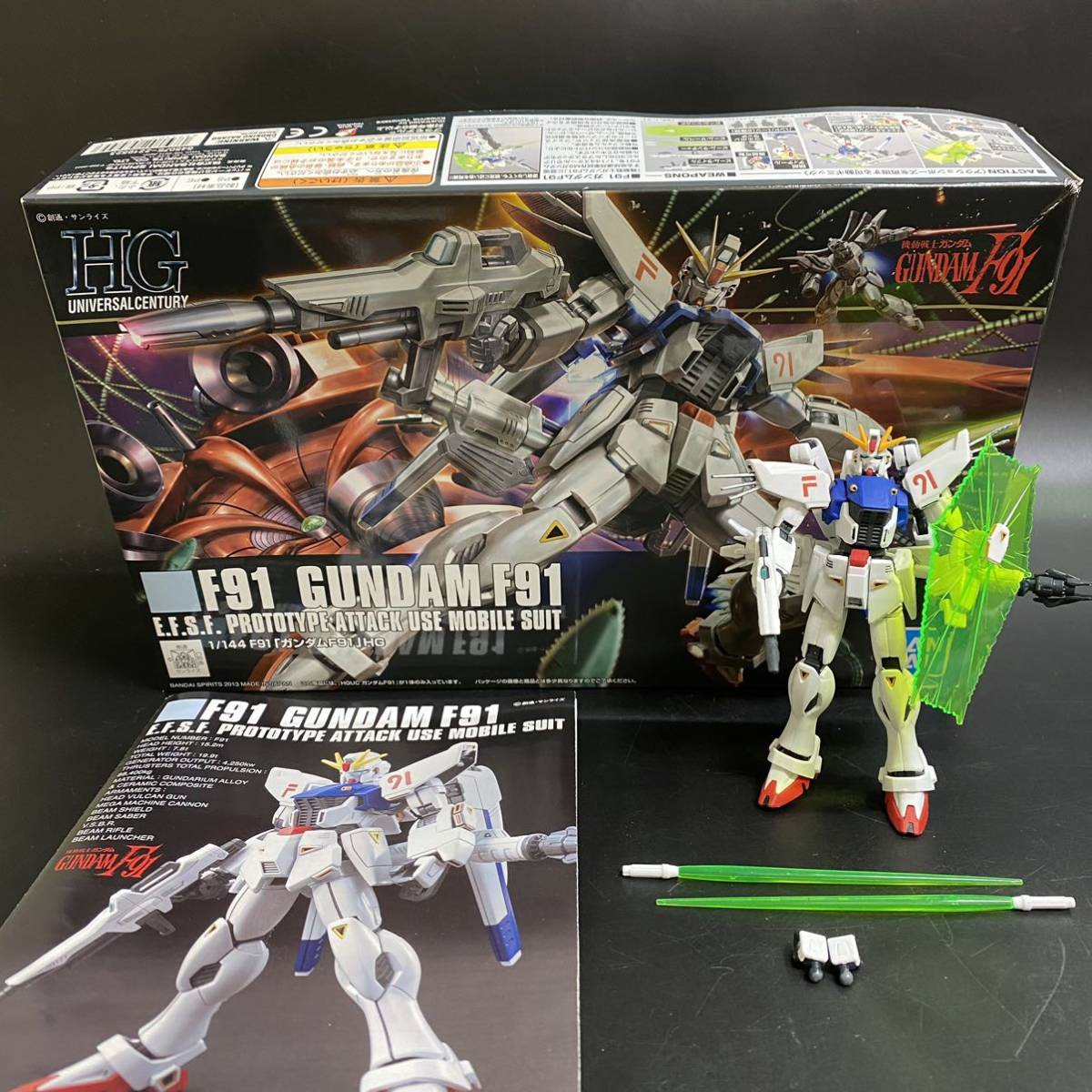 【塗装品】現状品 組立済み 1/144 F91 ガンダムF91 167 HG ガンプラ 完成品 当時物 箱付き プラモ ガンダム_画像1