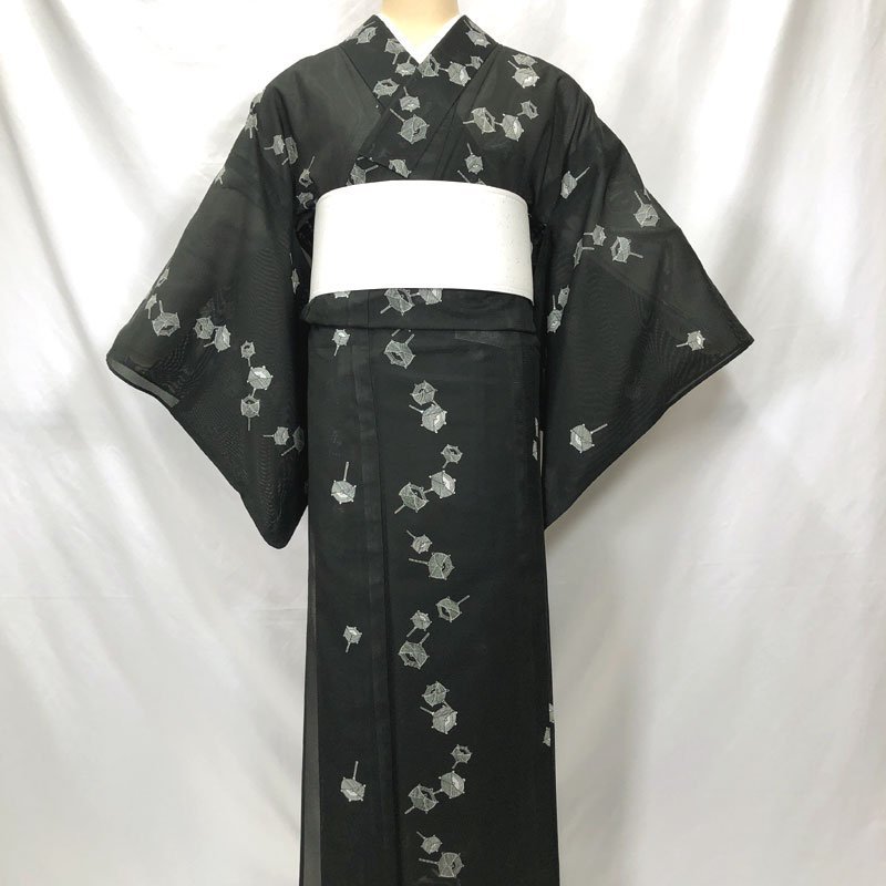◇きものマーチ◇洗える!夏の小紋 絽着物 糸巻き文 ポリエステル 夏