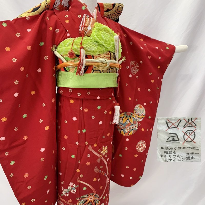 # "Семь, пять, три" 7 лет женщина . кимоно & двойной пояс obi & длинное нижнее кимоно рука . шнур документ слива # прекрасный товар 305ag53