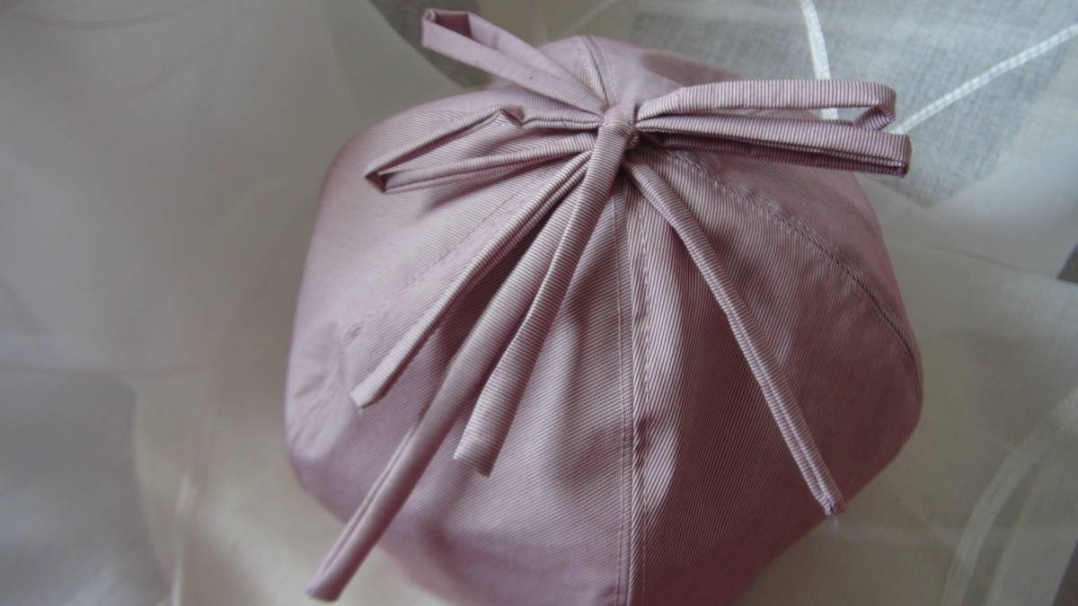 ◎ピンクのピンストライプ柄　ベレー帽　(M)　５７cm　新品_画像1
