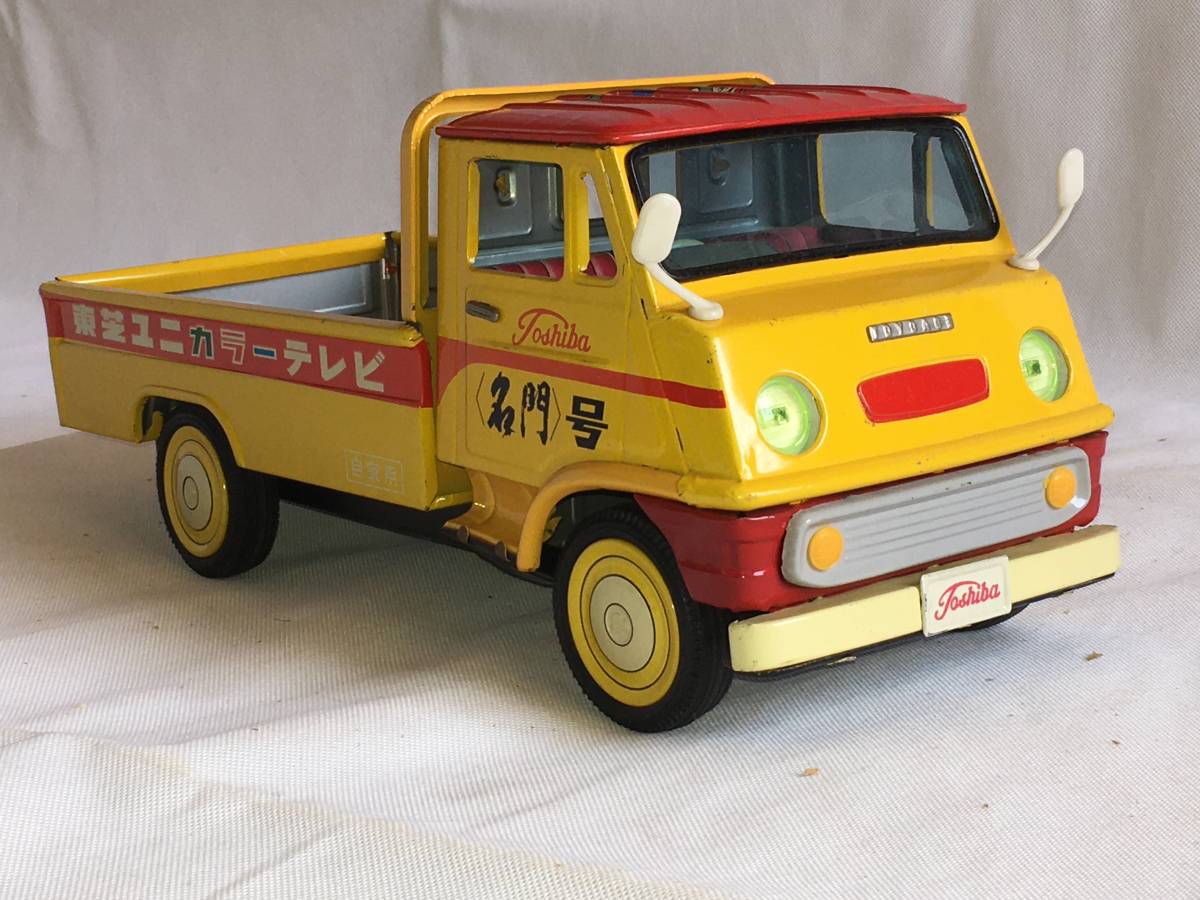 1960年代 野村トーイ 東芝ユニカラーテレビ「名門号」光速エスパー ブリキトラック 当時物 オリジナル箱の画像2