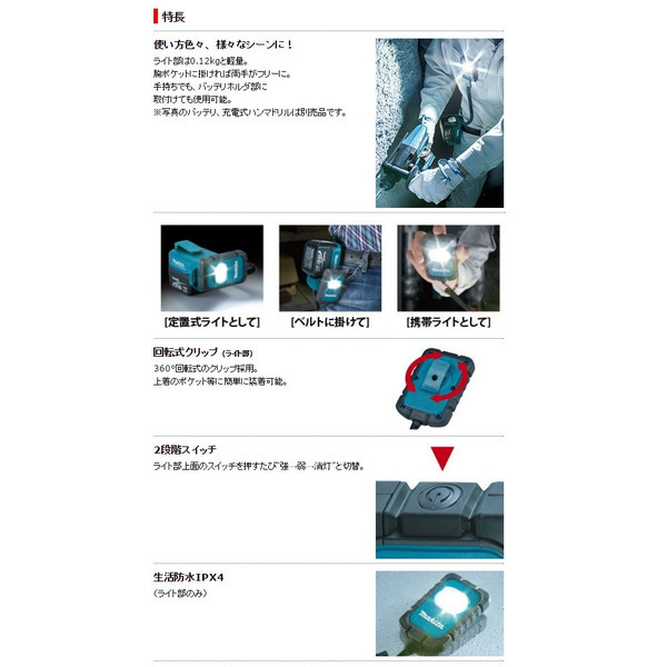 マキタ 充電式LEDワークライト ML803+バッテリBL1860B+充電器DC18RF付 LEDライト 14.4V/18V対応 makita オリジナルセット品_画像2