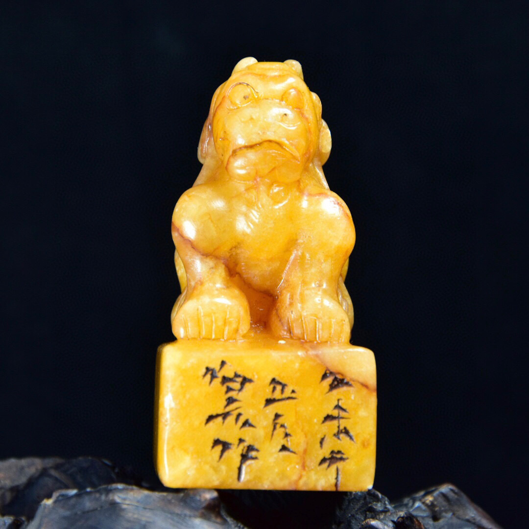 定番 ▽鴻▽ 中国古美術 中国古玩 古賞物 置物 瑞獣印章 細密彫 田黄石