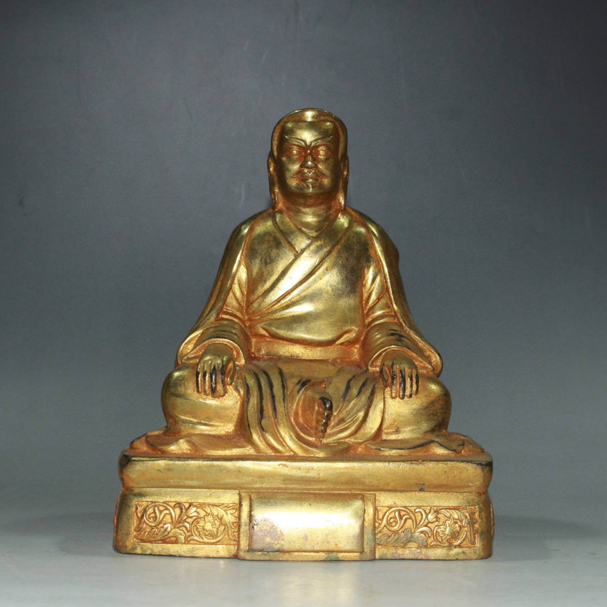 ▽鴻▽ 黄銅製 塗金 羅漢仏 置物 古賞物 中国古玩 中国古美術
