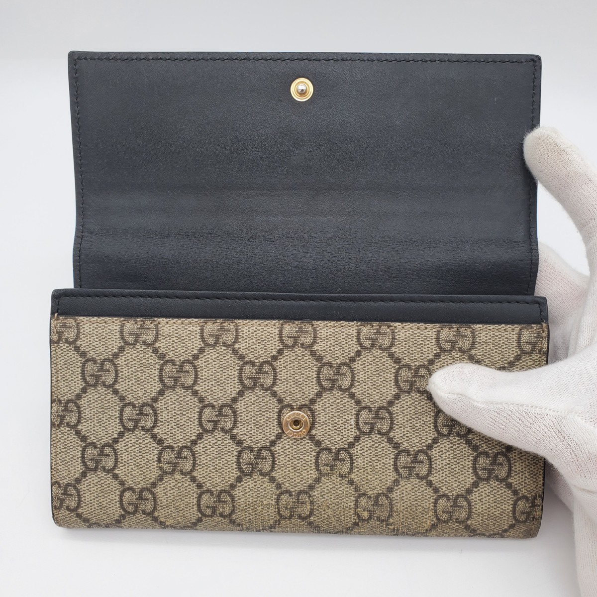 GUCCI グッチ GG スプリーム レザー 長財布 財布 ブラック | www