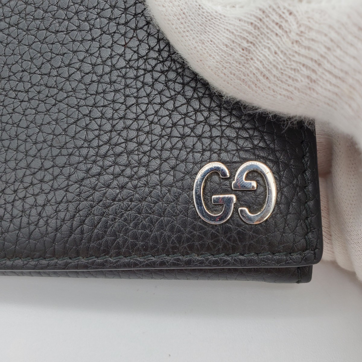 GUCCI グッチ 名刺入れ カードケース GG ロゴ レザー ブラック 黒