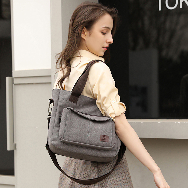 新品未使用 ショルダーバッグ トートバッグ レディース 2way 帆布 キャンバス 斜めがけ 肩掛け 大容量 男女兼用 通勤通学 バッグ 鞄 グレー ショルダーバッグ 斜めがけ ショルダー キャンバス 帆布 男女兼用