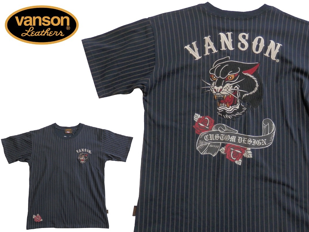 バンソン／vanson／XLサイズ／半袖Ｔシャツ／NVST-2307／ウォバッシュ／新品／送料無料／バイカー／刺繍