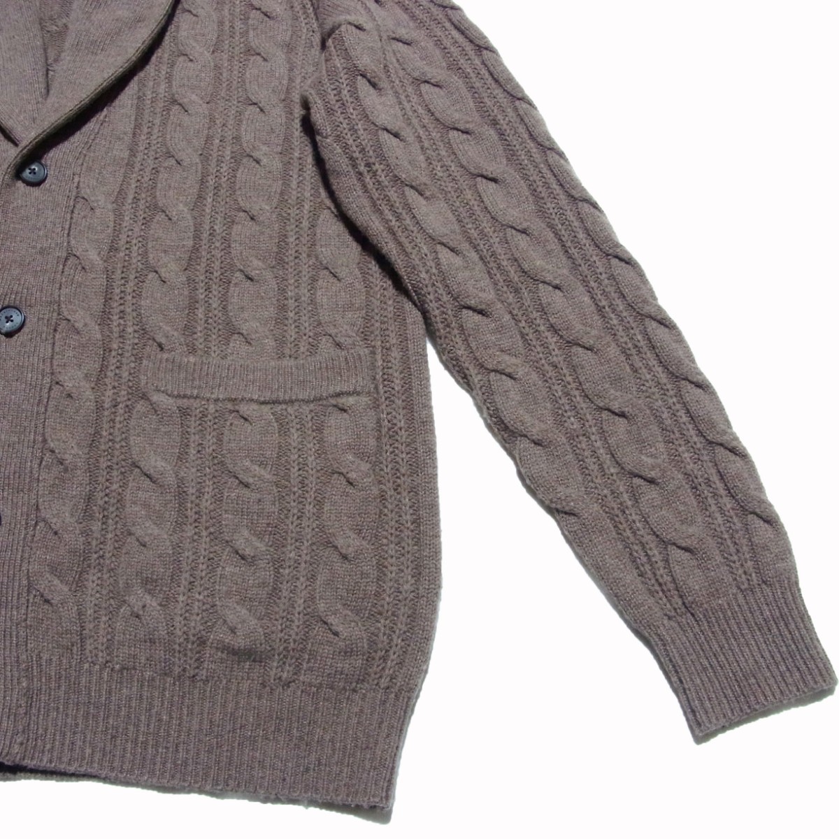 MACKINTOSH LONDON マッキントッシュ ロンドン カシミヤ混 ケーブル ショールカラー ニット カーディガン L