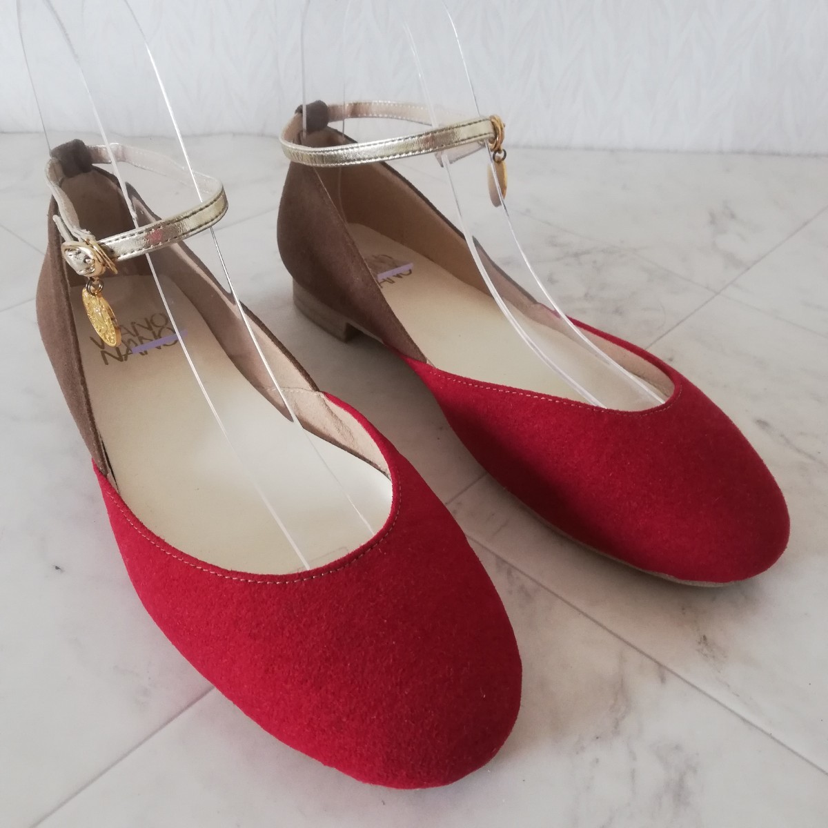 261/ super-beauty goods!!WANONANOwano nano strap Flat pumps 23cm