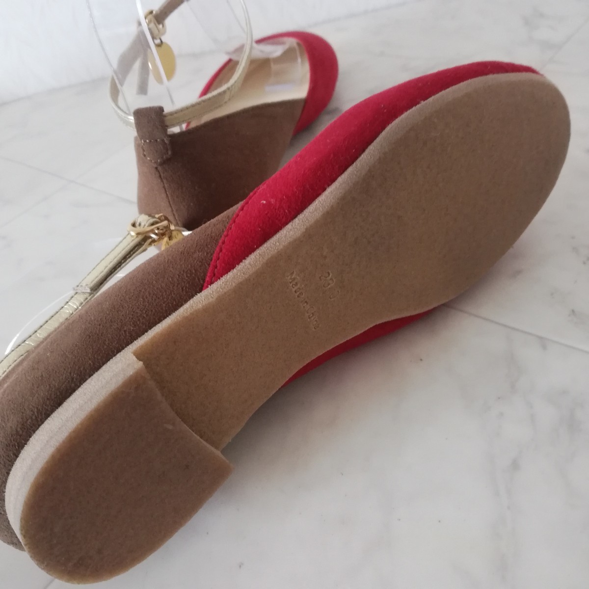 261/ super-beauty goods!!WANONANOwano nano strap Flat pumps 23cm