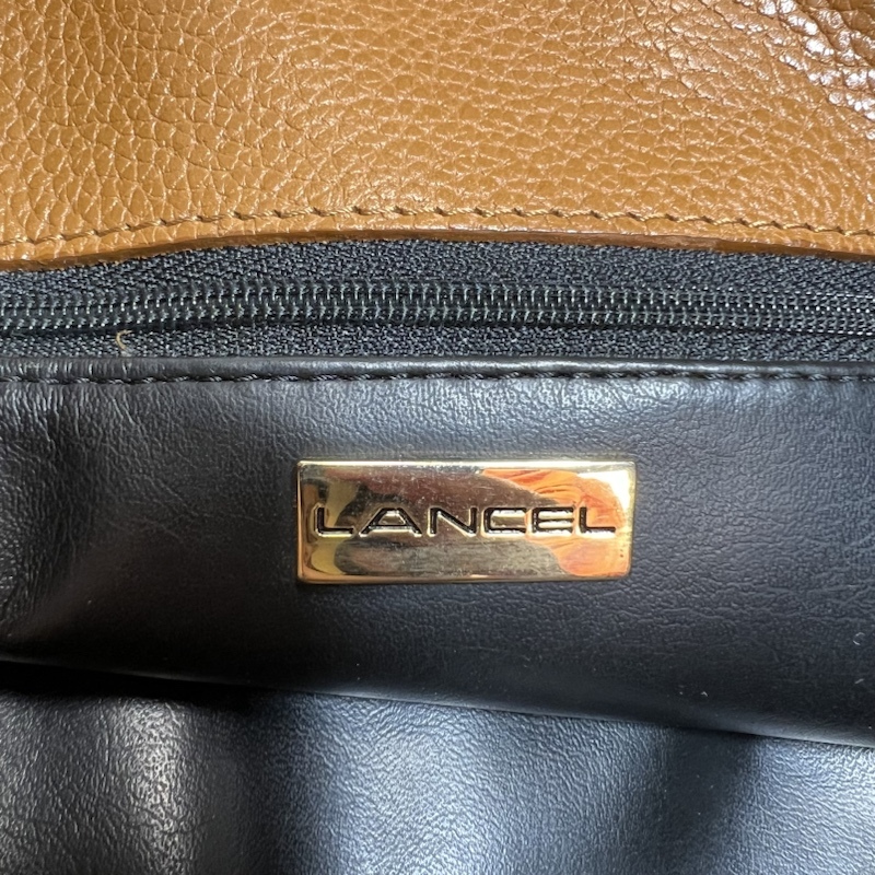 LANCEL/ランセル/中央仕切り レザートートバッグ/セミショルダートートバッグ/ブラウン系/オールド/ビンテージ_画像8