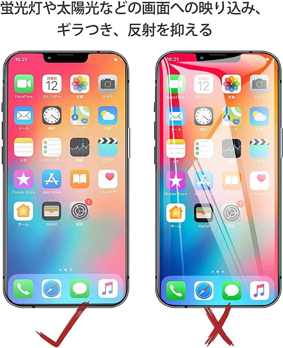 2301117★ iPhone14/13pro/13ガラスフィルムアンチグレア Pukenin強化ガラス液晶 抗菌 保護フィルム