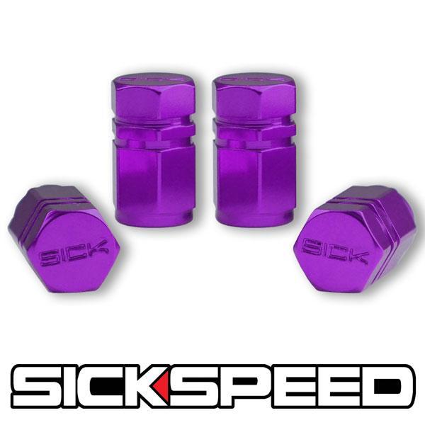 SICKSPEED　エアバルブキャップ パープル 4個セット USDM JDM シックスピード アメリカ 北米 エアキャップ 空気 栓 蓋 ホイール_画像1