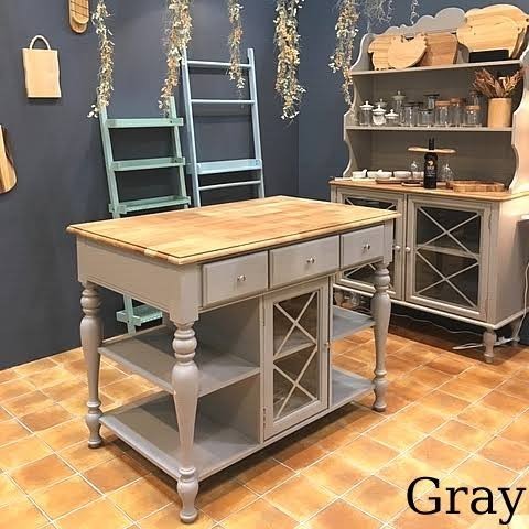 PB3EN45c не использовался товар ma* mezzo nMa Maison кухня Islay ndo стол серый JELLYBEAN KITCHEN ISLAND дуб материал French Country 