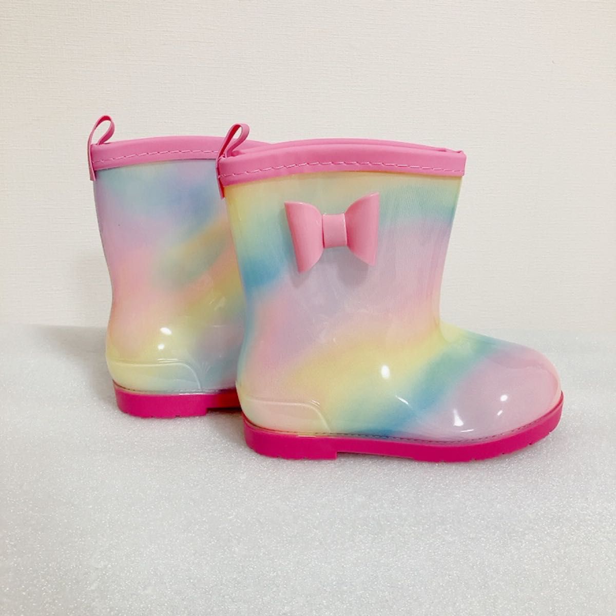 メール便無料】 レインブーツ キッズ 長靴 リボン ゆめかわ 梅雨 女の子 可愛い レインボー レインブーツ キッズ 長靴 リボン ゆめかわ 梅雨 女の子 可愛い レインボー