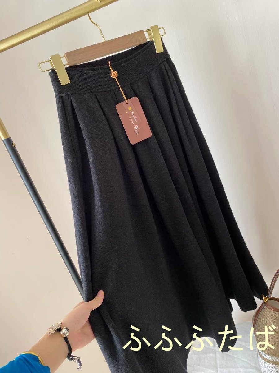 ロロピアーナ Loro Piana フレアースカート ロングスカート ブラック