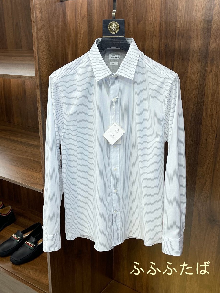 Brunello Cucinelli　ブルネロクチネリ シャツ　ワイシャツ　ストライプ　ビジネス　長袖　メンズ　新品　カジュアル　39