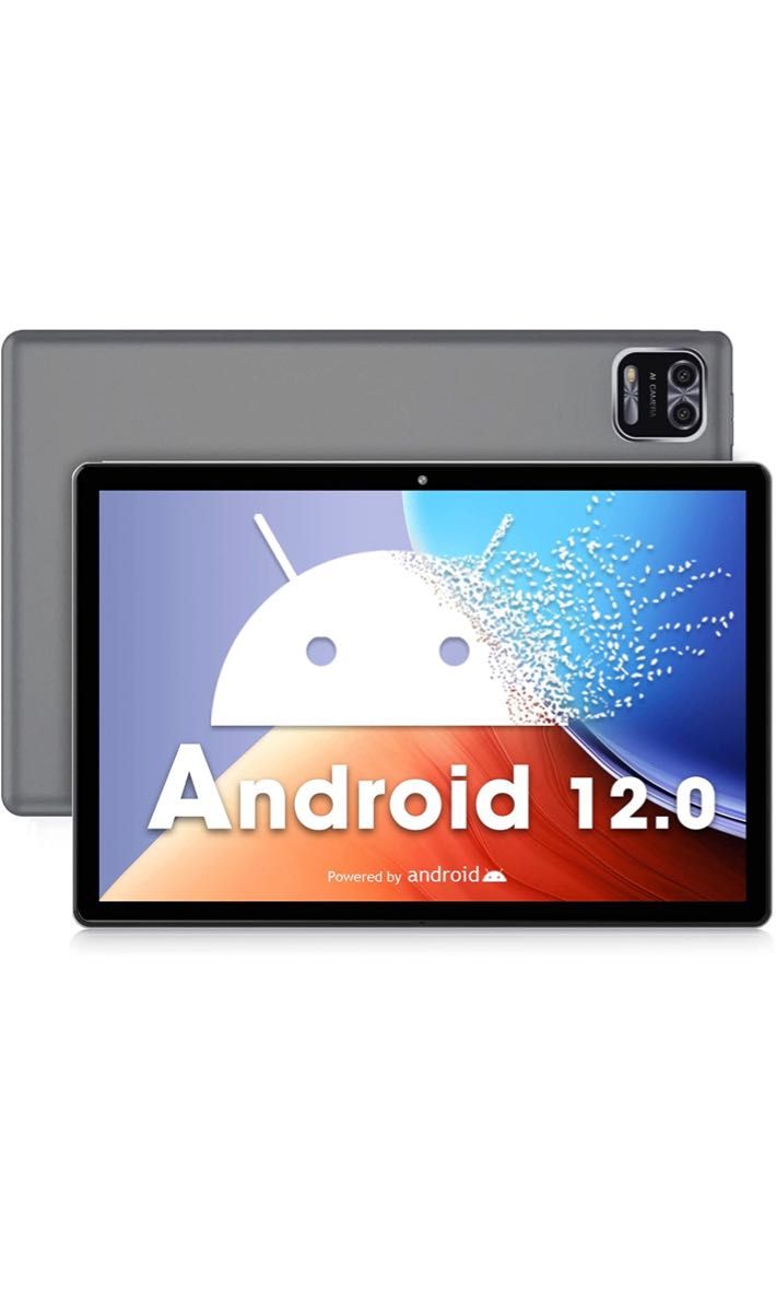 Androidタブレット 12 10インチ、RAM 3GB/ROM 64GB、4コアCPU  2MP＋8MPカメラ  グレー