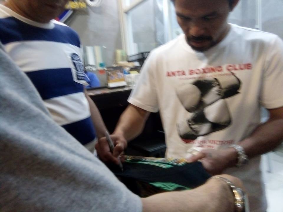  autograph sa intake manifold -pakyaoWBC newest T-shirt L size black regular goods 