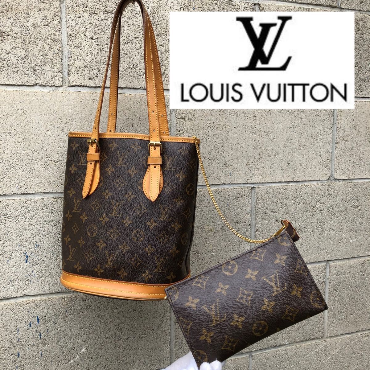 ルイヴィトン モノグラム バケット ポーチ 美品 LOUISVUITTON-