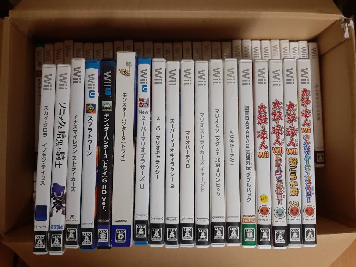 Wii＆WiiUジャンク57本セット　スカイ・クロラ、ソニックと暗黒の騎士、マリオ各種、太鼓の達人各種等