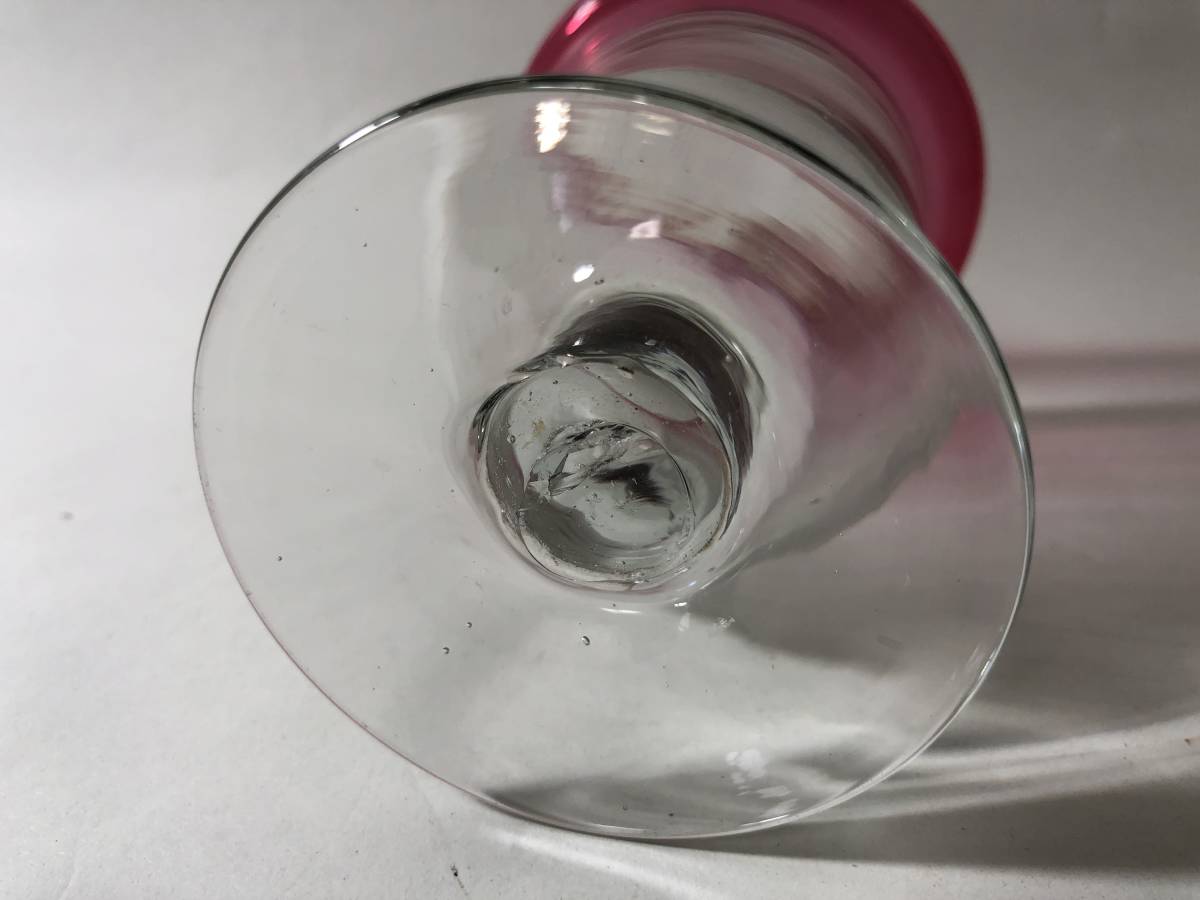 大正ガラス　吹きガラス　アイスクリームカップ　氷カップ　縁赤カップ　アンティークガラス　氷カップ　_画像5