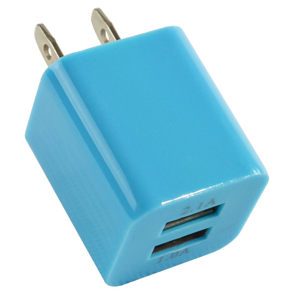 スマートフォン 充電器 ACアダプター USBポート 2口 2.1A 水色 iphone スマホ 充電 USB2ポート コンセント コネクター 