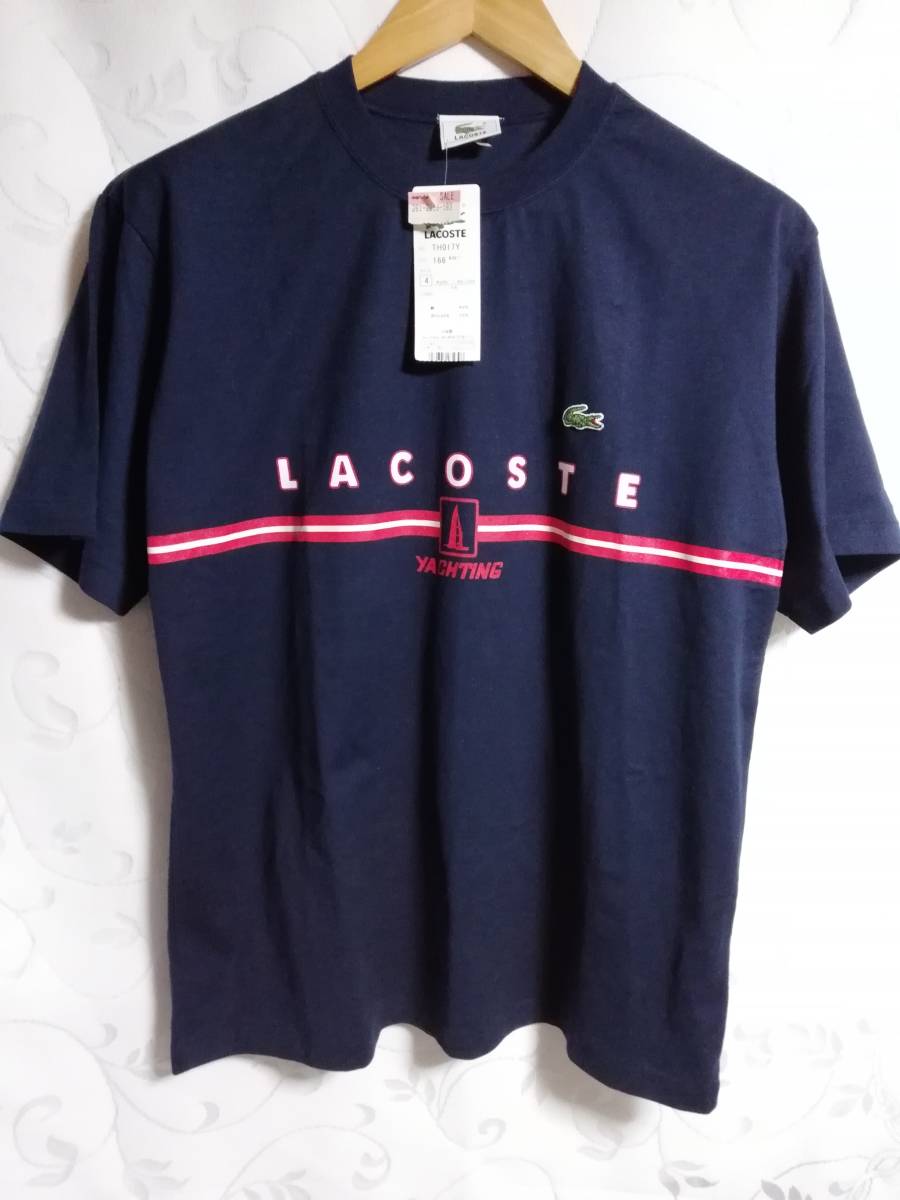 送料込み　レトロ　LACOSTE　ラコステ　yachting　半袖　Tシャツ　ネイビー　4サイズ　日本製　タグあり　25年以上前の物　新品未使用_画像1