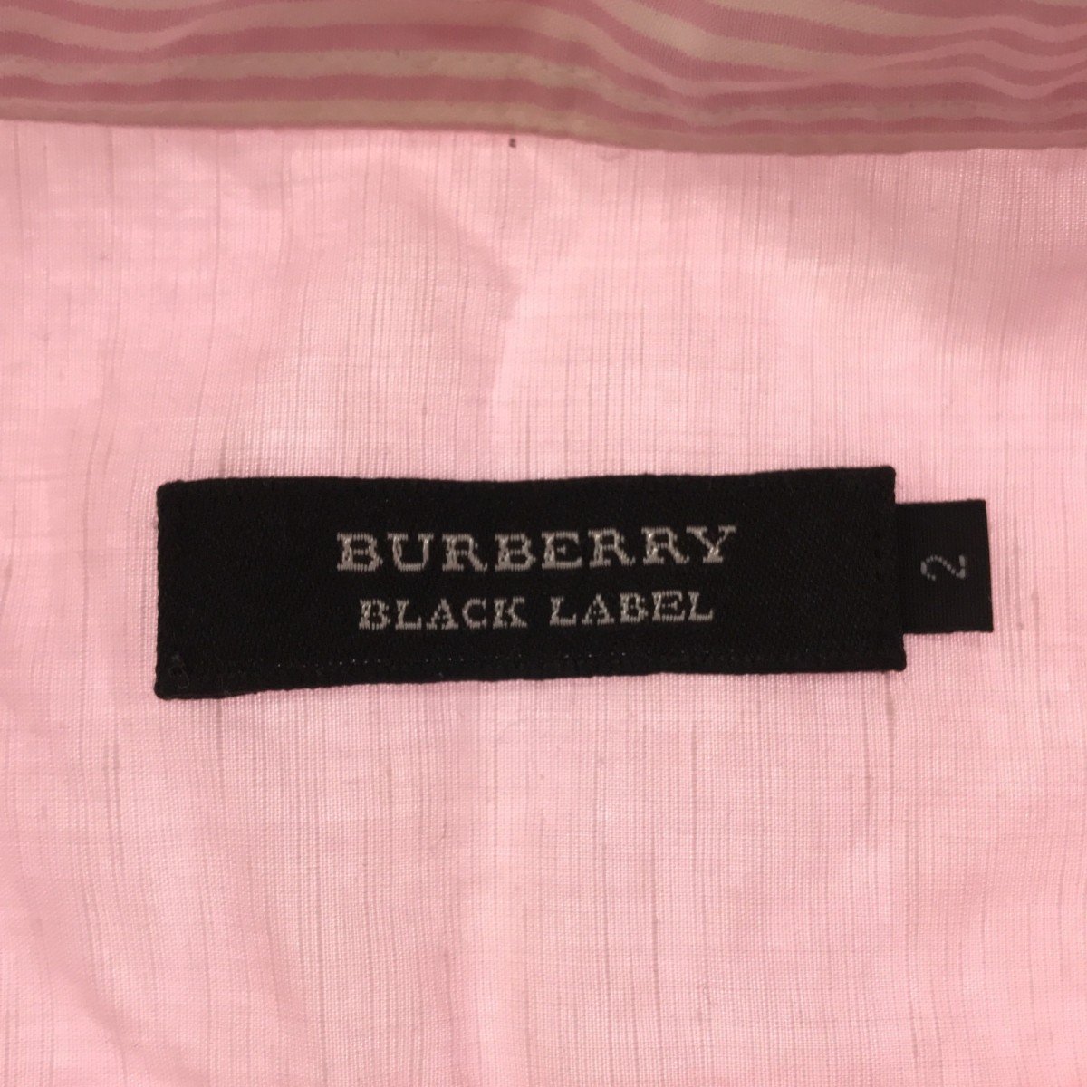 ◆中古品◆BURBERRY BLACK LABE Lバーバリーブラックレーベル 半袖シャツ ピンク サイズ2 メンズ シャツ 半袖 ボタン D38738NSC_画像3
