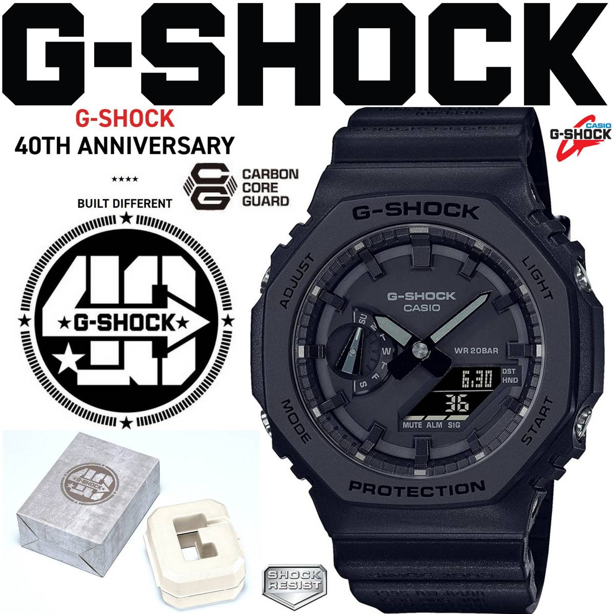 新品未使用 国内正規 限定品 カシオ CASIO Ｇ‐SHOCK 40周年モデル GA-2140RE-1AJR REMASTER BLACK SERIES オクタゴン カーボンコアガード_画像1