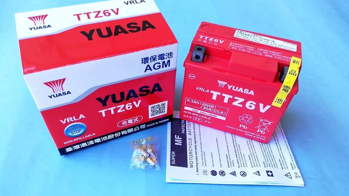 YUASA 台湾ユアサ TTZ6V バッテリー 充電済 互換 YTZ6V YTX5L-BS FTZ6V GTZ6V Dio Z4 ズーマー PCX125 CBR125R XVS250 セロー250 VTR250_画像1