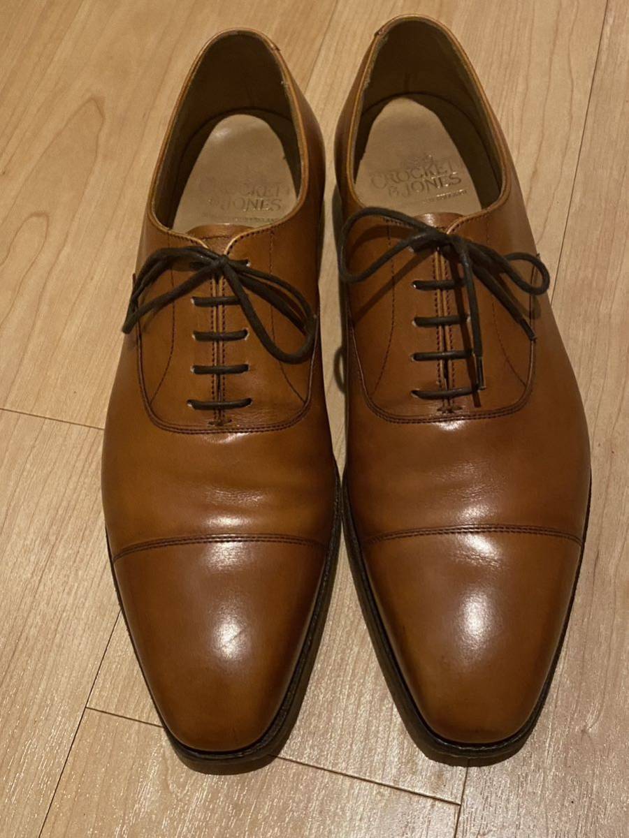 ★ 美品Crockett＆Jones クロケット＆ジョーンズ HALLAM ハラム ストレートチップ シューズ ハラム ブラウン 8.5 イギリス 王道_画像1