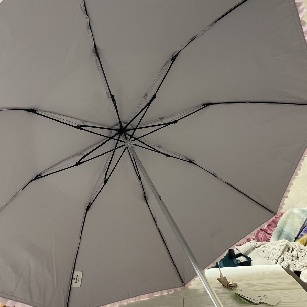 新品ランバンオンブルー 日傘 晴雨兼用 折りたたみ傘 一級遮光 楽折り 