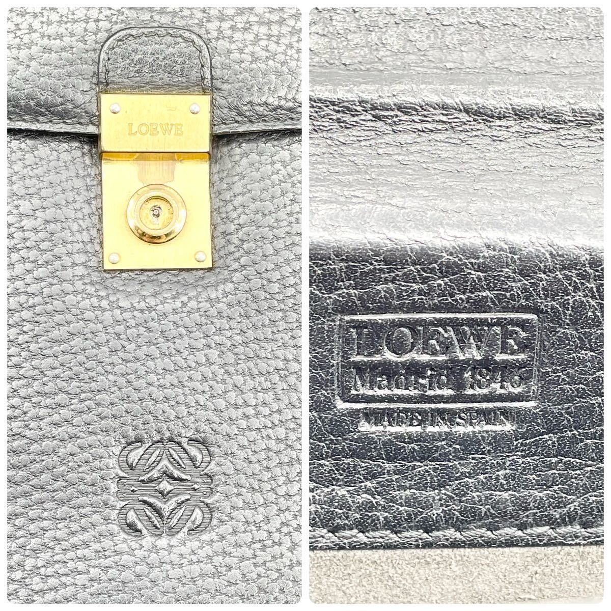 ◆LOEWE ロエベ◆ビジネスバッグ ブラック ゴールド金具 レザー メンズ アナグラム ブリーフケース 書類鞄 メンズ ロゴ型押し ヴィンテージ_画像10