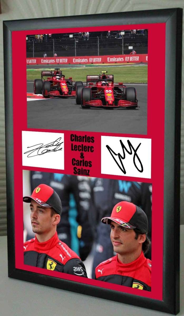 【驚きの価格が実現！】 海外 高品質　送料込み　シャルル・ルクレール F1　複製サイン　フレームポスター　3 F1