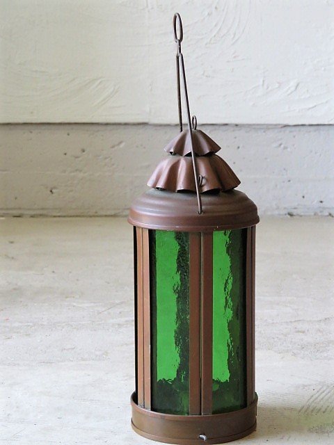 オーストラリア製 銅枠 色ガラス 蝋燭 ランタン/アンティーク
