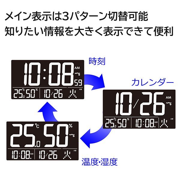 最落1円 訳あり品 セイコー電波掛置兼用時計 (目覚まし機能もアリ)  DL216W (M10)の画像6