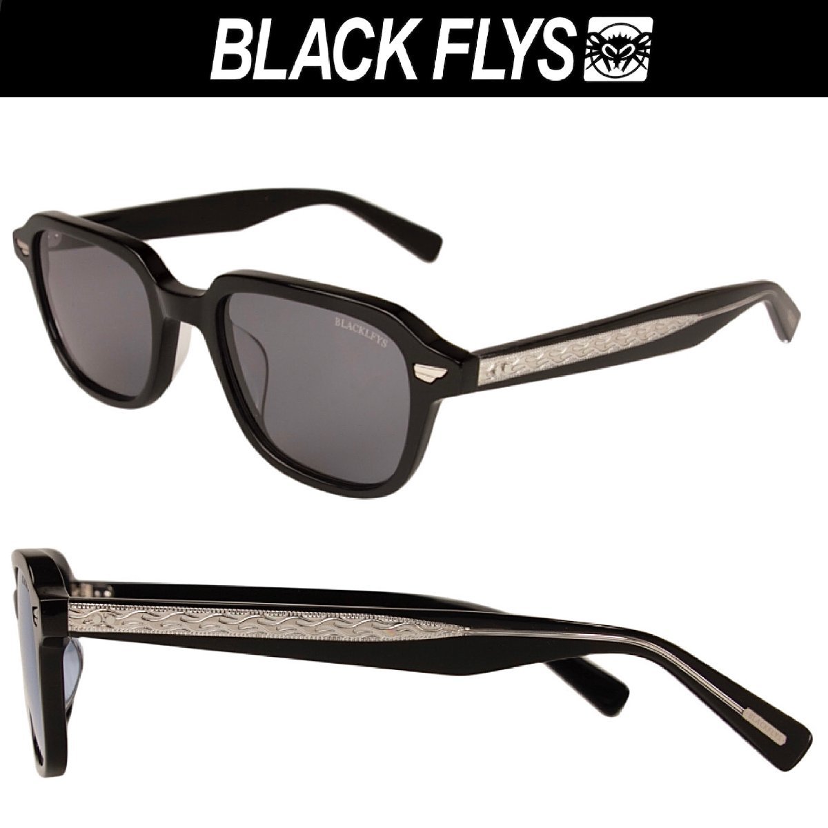 高額売筋】 グレーレンズ BLACK-SILVER/GREY BlackFlys サングラス