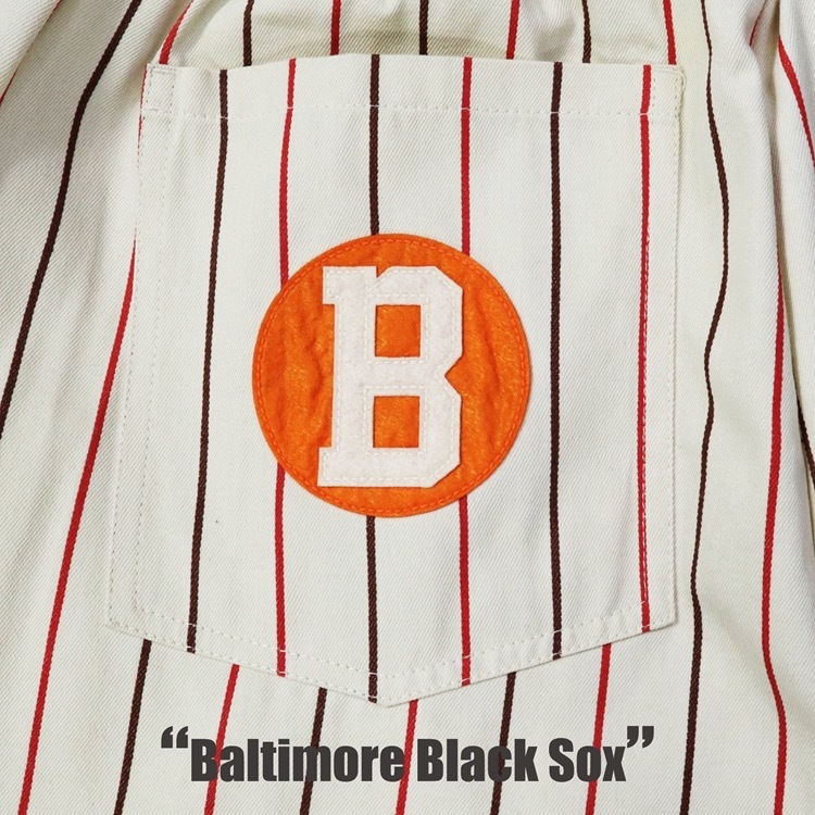 ヘルメット付 Mサイズ Baltimore Black Sox クックマン シェフパンツ 白 ストライプ COOKMAN Ballpark Collection Chef Pants_画像6