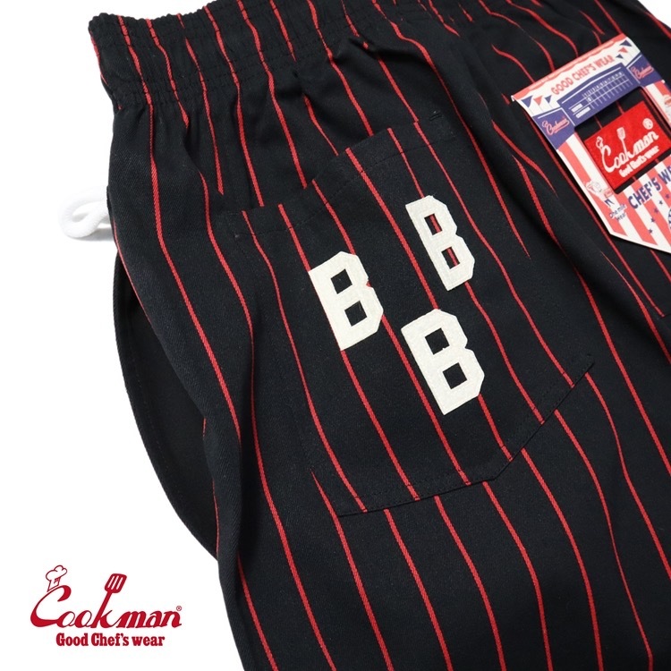 ヘルメット付 Mサイズ Birmingham Black Barons クックマン シェフパンツ 黒 ストライプ COOKMAN Ballpark Collection Chef Pants_画像4