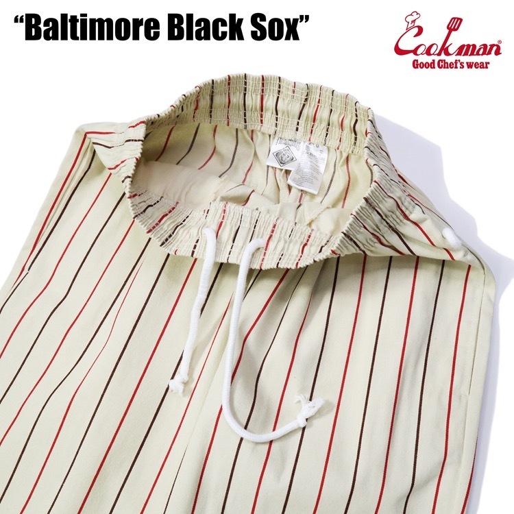 ヘルメット付 Mサイズ Baltimore Black Sox クックマン シェフパンツ 白 ストライプ COOKMAN Ballpark Collection Chef Pants_画像8