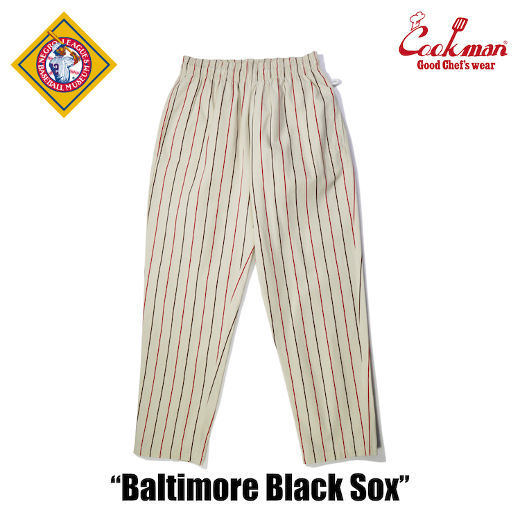 ヘルメット付 Mサイズ Baltimore Black Sox クックマン シェフパンツ 白 ストライプ COOKMAN Ballpark Collection Chef Pants_画像7